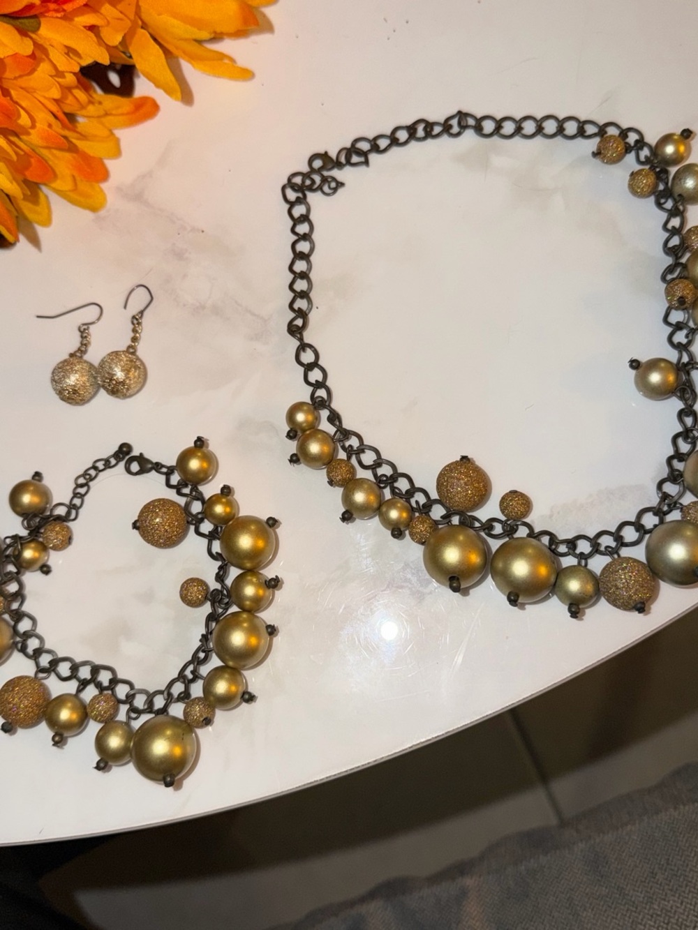 Gold-Tone Beaded Necklace, Bracelet & Earring Set - Women Jewelry
